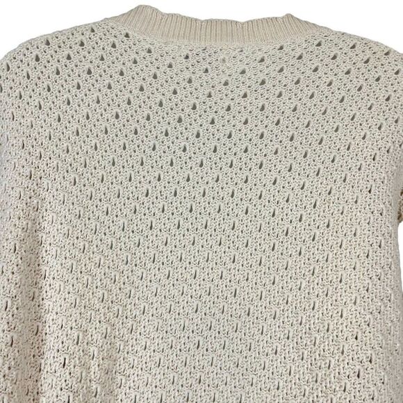 Jantzen Vintage Pointelle Cottagecore Scalloped V-Neck Long Sleeve Sweater XL - Picture 12 of 16